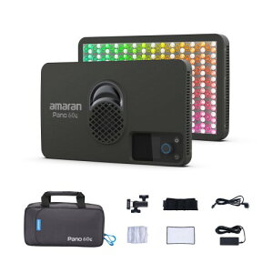 amaran Pano 60c Kit 60W RGBWW �t���J���[LED�p�l�����C�g 22,220lux���P�x 2,300K-10,000K�����\ USB-C PD�Ή� �y�ʃR���p�N�g�݌v ���C�����X�A�v������ (�u���b�N)