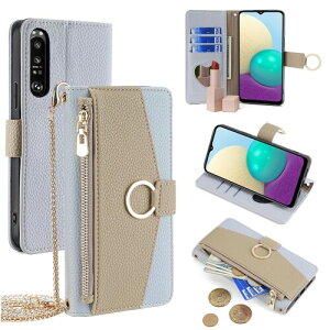 For Xperia 1 III �P�[�X �蒠�^ �V�����_�[ For �G�N�X�؃��A 1 III SOG03/SO-51B ���z�^ �J�o�[ ���|�� �΂߂��� ���ϋ��t�� ���� ������� �����O�X�g���b�v �W�b�p�[���K���� �J�[�h���[ ���u��