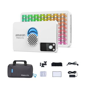 amaran Pano 60c Kit 60W RGBWW �t���J���[LED�p�l�����C�g 22,220lux���P�x 2,300K-10,000K�����\ USB-C PD�Ή� �y�ʃR���p�N�g�݌v ���C�����X�A�v������ (�z���C�g)