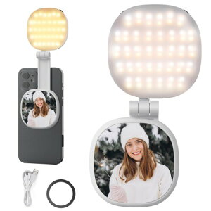 NEEWER Basics ���B�胉�C�g �X�}�z�����O���C�g �}�O�l�b�g�� MagSafe iPhone�Ή� 2W ���^ LED�B�e���C�g �o�C�J���[ 2800k-6000K �����\ CRI95+ 360°��] �~���[�t�� ���D���C�g Vlog/���C�N/������/�r