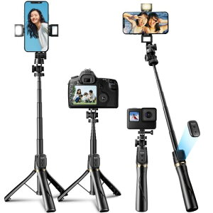 2024Vo MIGOTOU B_ ZJ_ iPhonep Or ~[/LEDCgt ǂ_ X}zX^h ō125cm Androidp selfie stick y fWJp Rt ܂肽ݎ gуX^h 90