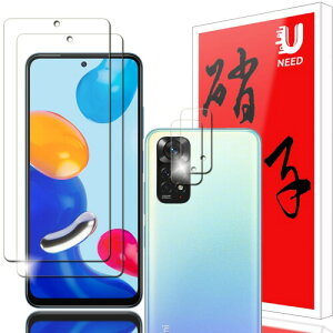UNEED Xiaomi Redmi Note 11 4G �p�̃K���X�t�B�����i2���j+�J�����t�B�����i2���jredmi note 11 �p�� �t�C���� �����t���ی�t�B���� �����^�b�`�\�t��/�C�A�[��/�P�[�X�Ɗ�����/�d�x9H/��U�h�~/