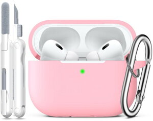 R-fun AirPods Pro ��2����/��1����P�[�X�J�o�[�A�N���[�j���O�L�b�g�ƃL�[�`�F�[���t���AApple AirPods Pro 2023/2022/2019�[�d�P�[�X�p���S�ی�V���R���P�[�X - �s���N