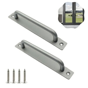 2個入 アルミニウム合金 ドアハンドル 取っ手 床下収納 取っ手 引き出し 取っ手 操作が簡単 ガレージ ワードローブのドア ドアノブ アルミニウム合金 金属 ドアノブ ネジ付き(グレー 210m