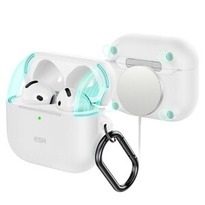 ESR AirPods 4 ケース(HaloLock) AirPods 第4世代 ケース (2024) (USB-C) 対応 MagSafe 対応 カラビナ付き完全落下防止カバー Cloundシリーズ ホワイト