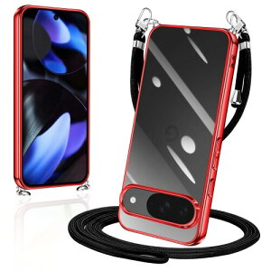 Loodoomo Google Pixel10 / pixel 10 Pro �p�� �P�[�X �N���A �V�����_�[ �O�[�O�� �s�N�Z��10/10Pro �X�}�z�P�[�X �J�o�[ ���� TPU ���^ ���|�� ��|�� �΂߂����P�[�X �ϏՌ�(���b�h)