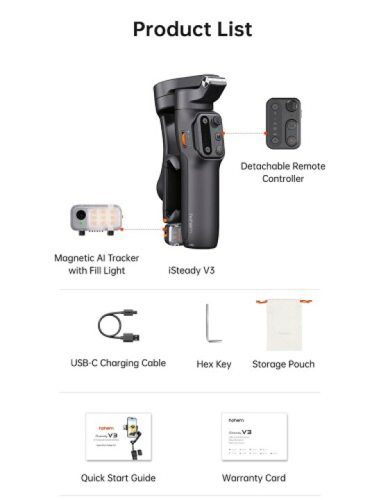 楽天市場】hohem V3 スマホジンバル 3軸ポータブルスタビライザー AI 