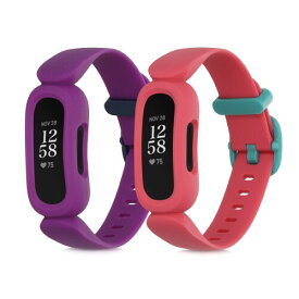 対応: Fitbit Inspire 2 / Ace 3 交換 アームバンド - 2x TPU シリコン バンド Sサイズ アンティークピンク/ミント/紫色/紺色