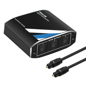 NEWCARE SPDIF/TosLink 光デジタル 分配器 1入力3出力 光ケーブル 分配器 LPCM2.0 DTS5.1 Doldy Digitalに対応 USBケーブルと光ケーブル付属 PS5/XBOX/Blue-Ray/Fire TV/Blu-ray/DVDプレーヤーに対応