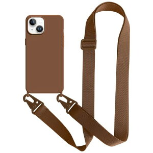 UnnFiko For iPhone 14 Plus �P�[�X �l�b�N�X�g���b�v �X�}�z�P�[�X �u���F �V���R�� �A�C�t�H�� 14 Plus �V���v�� �\�t�g �ی�J�o�[ �g�уX�g���b�v �R�t�� �΂߂��� (iPhone 14 Plus, Caramel)