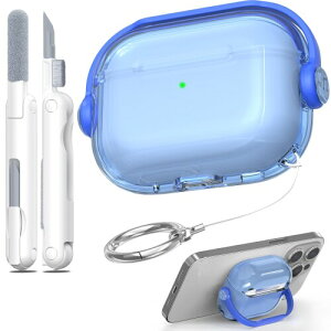 MHYALUDO AirPods Pro ��3����P�[�X�Ή��A���b�N�t���I�[�o�[�C���[�^�X�^���h�f�U�C���A���ϖh�~�N���A�\�t�g�ϏՌ��J�o�[�i�N���[�j���O�L�b�g�t���j�AAirPods Pro 3�P�[�X�Ή��A�u���[
