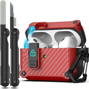 RFUNGUANGO AirPods Pro �� 2 ����/�� 1 ����P�[�X�J�o�[�A���S�ȃ��b�N�N���b�v�t�������|�b�v�A�b�v�J�[�{���t�@�C�o�[�P�[�X�AAirPods Pro �p�t���{�f�B�ϏՌ��n�[�h�V�F���ی�P�[�X (2023/202