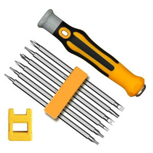 12 in 1 精密ドライバーセット T8 T5 T6 T9 T10 T15 クロスフラットヘッド六角星 Y型三翼ドライバーセット ダブルヘッド交換用ドライバー マグネット付き 多機能修理分解ツール 修理ツール