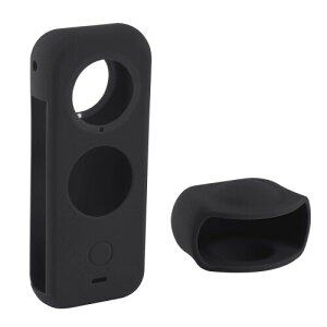 LINGHUANG Kiowon Insta360 one x2 �Ή� �V���R���J�o�[�{�����Y�L���b�v �[�d�\ �����h�~ �h�o (�u���b�N)