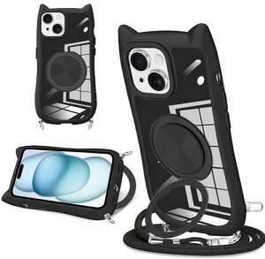 iPhone 15plus �p �X�}�z�P�[�X �L���f�U�C�� �V���v���Ńt�@�b�V���� 360° ��]�X�^���h�t�� iPhone 15plus �X�}�z�P�[�X ����~�� ���΂ݖh�~ �S�ʓI�ȕی� �������߉\�ȃl�b�N�X�g���b�v�t