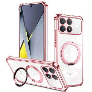 Xiaomi Poco F8 Pro/Redmi K90 �P�[�X �N���ATPU�����O�t�� 360°��]�X�^���h �V���I�~ �V���I�~ Poco F8 Pro/���b�h�~�[ K90 �J�o�[ �����O �}�O�l�b�g���� �c�����p�x �Ή��ԍڃz���_�[ �X�g���b�v��