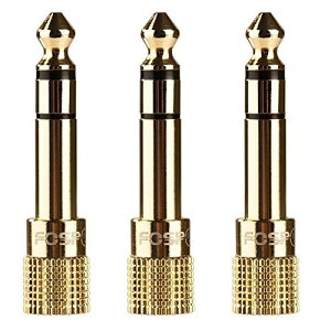 FosPower 6.35mm (1/4)�I�X - 3.5mm (1/8)���X (3��TRS AUX) �X�e���I�I�[�f�B�I�w�b�h�z���W���b�N (�~�j�v���O �� �W���v���O) �����ϊ��A�_�v�^�[ (24k�����b�L�v���O) (3 �p�b�N)