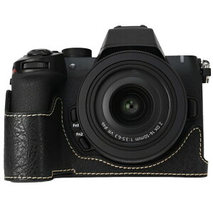 �J�����ی�P�[�X �݊� Nikon Z50 II �Ή� ��p�݌v PU���U�[ �n�[�t�P�[�X �ꕔ�J���^�C�v �n���h�O���b�v�t�� �R���p�N�g ���[�L�����[ (�u���b�N)