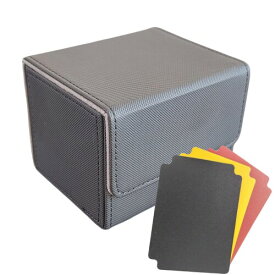 デッキケース カードボックス 大容量 カードケース トレカケース PUレザー 横入れ (S, 黒（内側はグレー）)