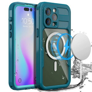 AICase 防水ケース iPhone 14 Pro(6.1インチ)用 MagSafe対応 防雪 防塵 耐衝撃 IP68認証 フルボディ保護 完全密封水中カバー iPhone 14 Pro 2022年用 ブルー