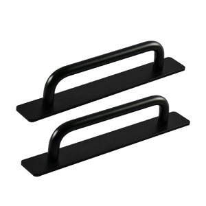 ドア取手 引き出し取手 2個セット 自己粘着式 ブラック ハンドル ノブ 両面テープ式 アルミニウム合金 戸棚引きハンドル ドアハンドル 取っ手 引き戸開閉補助 引き戸 引き手 便利 DIY 金