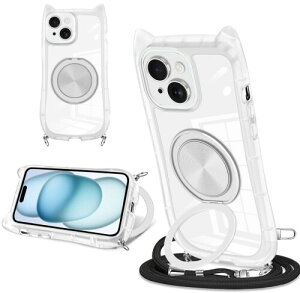 iPhone 15plus �p �X�}�z�P�[�X �L���f�U�C�� �V���v���Ńt�@�b�V���� 360° ��]�X�^���h�t�� iPhone 15plus �X�}�z�P�[�X ����~�� ���΂ݖh�~ �S�ʓI�ȕی� �������߉\�ȃl�b�N�X�g���b�v�t