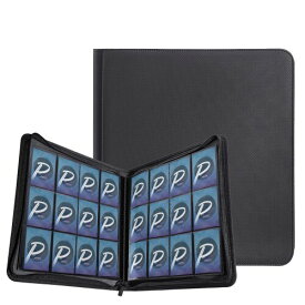 PAKESI 12ポケットトレーディングカードアルバム480カード収納インナーページカードPUピックアップ収納収納両面サイドマウントPPポケットやその他のカードを集める-ブラック