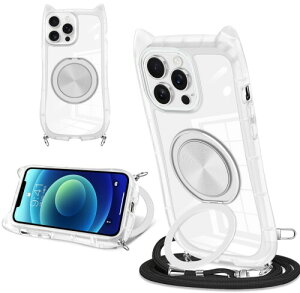 �Ή� iPhone 12/12 Pro �p �P�[�X �L�� 360°��]�X�^���h �l�b�N�X�g���b�v