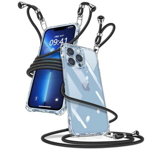 iPhone 13 Pro Max ケース クリア ショルダー iPhone13pro maxスマホケース アイフォン13pro max カバー 肩掛け 斜めかけ 縄掛けケース 透明 薄型 軽量 TPU 携帯ケース 紐付き 斜めがけ 織りストラップ