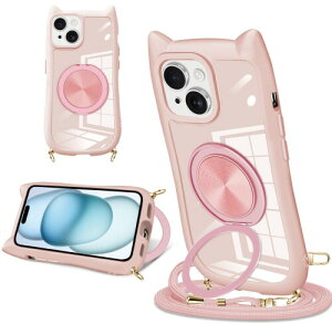 iPhone 15plus �p �X�}�z�P�[�X �L���f�U�C�� �V���v���Ńt�@�b�V���� 360° ��]�X�^���h�t�� iPhone 15plus �X�}�z�P�[�X ����~�� ���΂ݖh�~ �S�ʓI�ȕی� �������߉\�ȃl�b�N�X�g���b�v�t