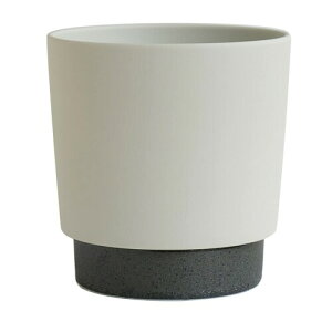 (yamatsu) ground 植木鉢 陶器鉢 プランター 底穴有 受皿付 美濃焼 2.5号 (Sサイズ-クリスタルシルバー)