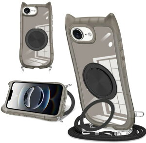 iPhone 16e/iPhone17e �p �X�}�z�P�[�X �N���A �L���f�U�C�� �V���v���Ńt�@�b�V���� 360° ��]�X�^���h�t�� iPhone 16E/17E �P�[�X ����~�� ���΂ݖh�~ �S�ʓI�ȕی� �������߉\�ȃl�b�N�X�g��