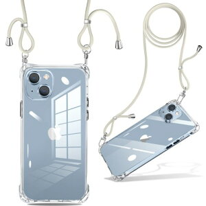 iPhone 14 ケース クリア ショルダー 耐衝撃 ストラップ付き スマホケース アイフォン14 カバー 透明 薄型 軽量 TPUスマホ シリコン 紐付き 斜めがけ 織りストラップ付き 肩掛け 調節可能な