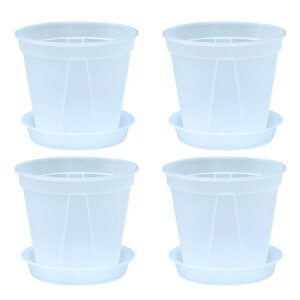 ideamall 植木鉢 透明 鉢 プラスチック スリット 底皿付き 4個セット (5号)