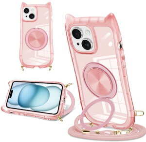 iPhone 15plus �p �X�}�z�P�[�X �L���f�U�C�� �V���v���Ńt�@�b�V���� 360° ��]�X�^���h�t�� iPhone 15plus �X�}�z�P�[�X ����~�� ���΂ݖh�~ �S�ʓI�ȕی� �������߉\�ȃl�b�N�X�g���b�v�t