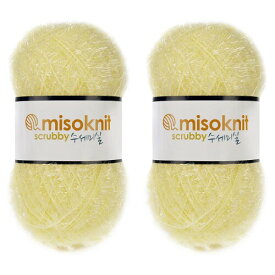 Misoknit Pastel Scrubby Yarn for dishcloths Crocheting 2 Skeins (Lemon Chiffon)