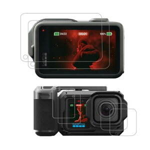 For GoPro MISSION 1 / MISSION 1 PRO/MISSION 1 PRO ILS �p�t�B���� 2�� �O�ی�t�B���� + 2�� ��ی�t�B����+2�� �����Y�t�B���� �����^ �ϏՌ� �w��h�~ �C�A�h�~ �������� �\��t���ȒP �t���ی� ����