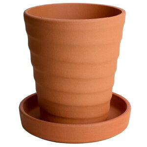 鉢 三河焼 KANEYOSHI 陶器 植木鉢 三河焼 フラワーロード 赤焼 5号皿付