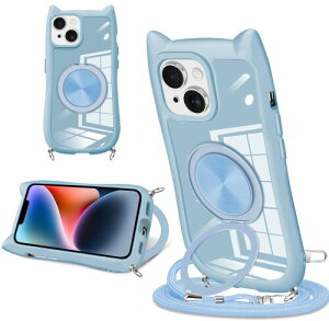 �Ή� iPhone 14plus �p �P�[�X �L�� 360°��]�X�^���h �l�b�N�X�g���b�v