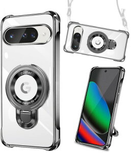 weiaoluo Google Pixel 10/10 Pro �P�[�X �N���A �����O�t�� �s�N�Z��10/10 pro �g�уP�[�X MagSafe�Ή� pixel10�J�o�[ �ԍڃz���_�[ ���C�A���X�[�d �ϏՌ� ���͋� �}�O�l�b�g���� ���@�\ �X�^���h ���^