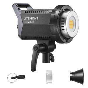 GODOX Litemons LA200Bi LED�r�f�I���C�g 230W Bowens�}�E���g 0-100%���i�K���� 2800-6500k��d�F���x 1.4kg���y�ʃf�U�C�� 84800lux@1m �A�v�����u���� CRI 96+ TLCI 97+ �K�i���������s��
