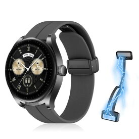 (RicYeel) 22mm 磁気付き シリコンバンド Huawei Watch GT 4 46mm/HUAWEI WATCH Ultimate/Huawei Watch Buds 対応 バンド マグネット付き 装着簡単 スポーツバンド ストラップ 替えバンド 交換ベルト Huawei Watch 4