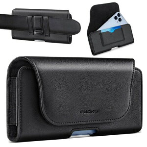 nuoku �X�}�z �x���g�P�[�X���^ iPhone 15 Pro Max�AGalaxy S23 Ultra (6.8�C���`�ȉ�) �p �x���g�ʂ� �X�}�z�P�[�X�g�уz���_�[ �x���g�C�}�O�l�b�g�J�� (�u���b�N)