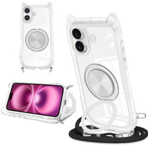 iPhone 16plus �p �X�}�z�P�[�X �L���f�U�C�� �V���v���Ńt�@�b�V���� 360° ��]�X�^���h�t�� iPhone 16plus �X�}�z�P�[�X ����~�� ���΂ݖh�~ �S�ʓI�ȕی� �������߉\�ȃl�b�N�X�g���b�v�t