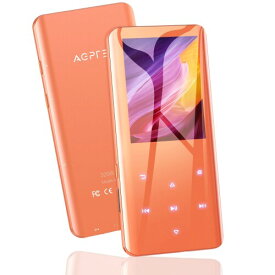 AGPTEK MP3プレーヤー Bluetooth5.2 32GB内蔵 mp3プレイヤー 3D曲面 音楽プレーヤー スピーカー内蔵 HIFI 2.4インチ大画面 超軽量 FMラジオ 録音 最大128GBまで拡張可能 日本語説明書付き オレンジ ギ