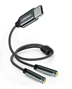 LOKUKA USB-C ��� �C���z���ϊ� 3.5mm �I�[�f�B�I���z�P�[�u�� �C���z���ϊ��A�_�v�^�[ TRRS�}�C�N���z�R�l�N�^�[(�O���[�E30CM)