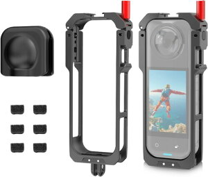 XKDAICH Insta360 X5 �p �P�[�W �A���~���� �v���e�N�V�����P�[�X �y�� ���r�b�g�P�[�W ��� ���M �ϏՌ� �t���ی� X5��p�݌v �^�@�J�E �S�{�^���E�|�[�g�A�N�Z�X�� ���u���c�u���\ 1/4�l�W