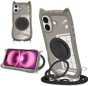 iPhone 16plus �p �X�}�z�P�[�X �L���f�U�C�� �V���v���Ńt�@�b�V���� 360° ��]�X�^���h�t�� iPhone 16plus �X�}�z�P�[�X ����~�� ���΂ݖh�~ �S�ʓI�ȕی� �������߉\�ȃl�b�N�X�g���b�v�t