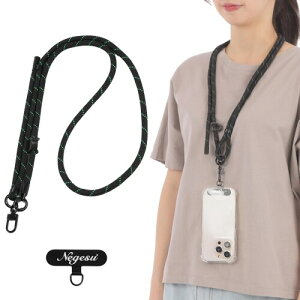 (ネグエス) スマホストラップ スマホ ショルダーストラップ 太さ8mm 全20色 金属アタッチメント付き 肩が痛くなりにくい 肩掛け 軽量 耐久性 可愛い 太め iPhone Android 全機種対応 ステンレ