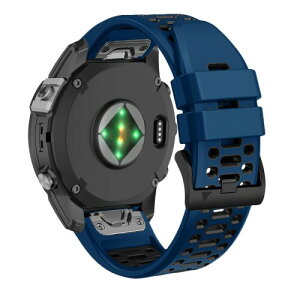 (RosMank) 22mm QuickFit バンド Garmin Fenix 8 Fenix E 47mm/7 Pro/7/6 Pro/6 対応、ソフト 2色 シリコン 交換用ストラップ ガーミン Epix/Approach S70 47mm/MARQ/Instinct 2/Forerunner 965/Descent G1 (青黒)